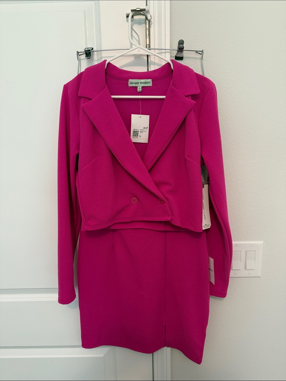 Almost Famous Fuchsia Pink Skirt Set - Blazer & Skirt